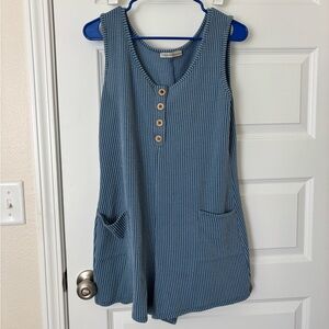 Zenana Outfitters Light Blue Striped Romper
